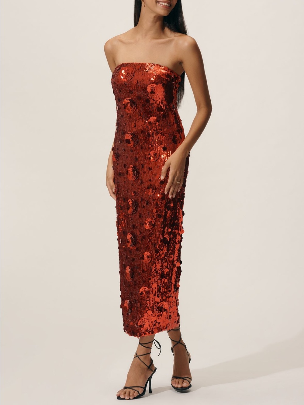 NWT Anthropologie Endless Rose strapless sequin midi dress